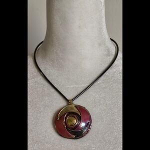 Renee Taylor Gallery Art Studio Creative Copper Round Pendant Torque Necklace